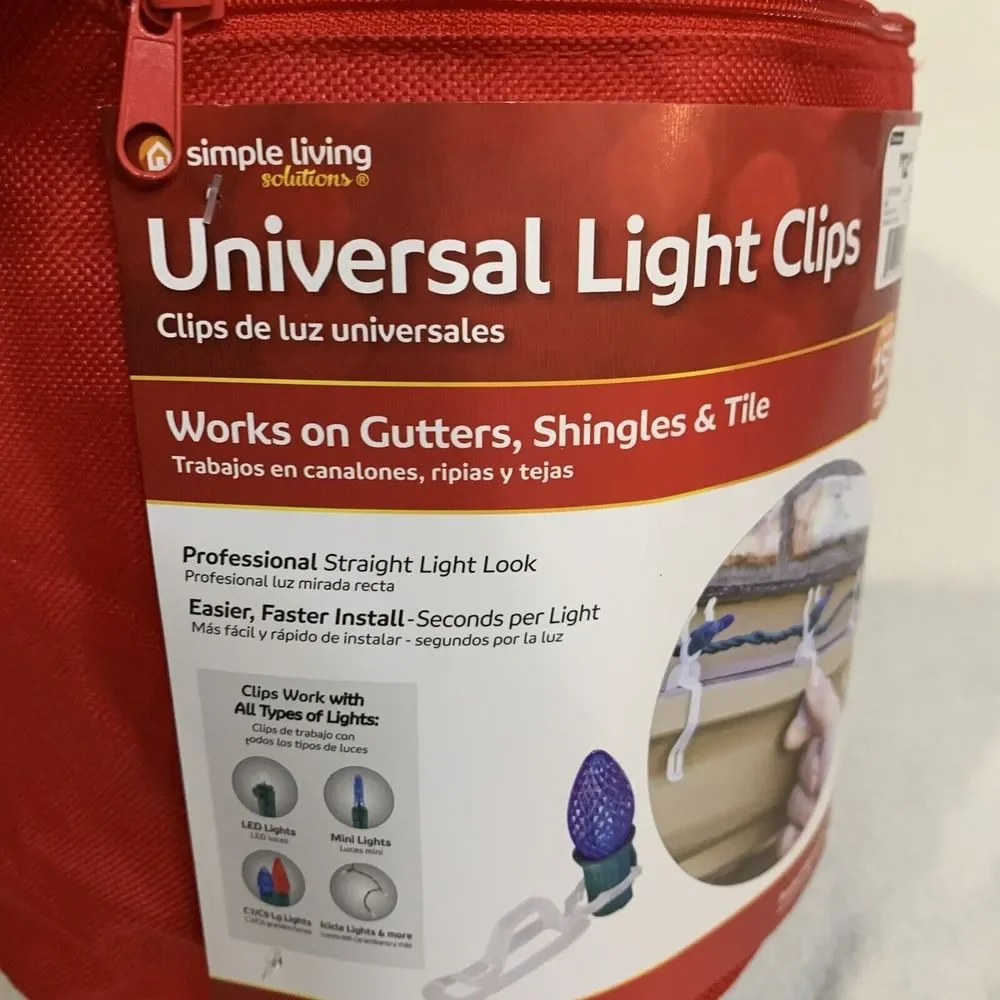 Universal Light Clips Outdoor Christmas Lights 150 Count Gutters Shingles Tile